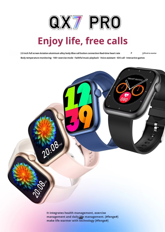 DellNux QW7 Smartwatch – 2.0" HD Display | Fitness & Health Tracker | 7+ Days Battery