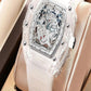 DellNux Cryston DN-5600 – Skeleton Quartz Watch with Luminous Hands & Silicone Strap