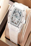 DellNux Cryston DN-5600 – Skeleton Quartz Watch with Luminous Hands & Silicone Strap
