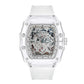 DellNux Cryston DN-5600 – Skeleton Quartz Watch with Luminous Hands & Silicone Strap