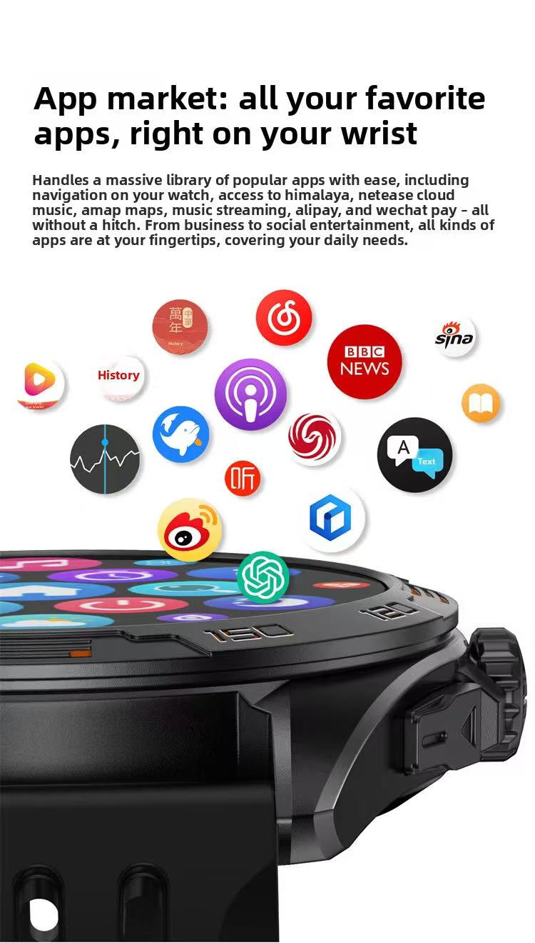 DellNux - DTM1 Pro Smartwatch - AMOLED Display, 4GB Storage, Bluetooth Connectivity & Fitness Tracking