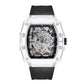 DellNux Cryston DN-5600 – Skeleton Quartz Watch with Luminous Hands & Silicone Strap