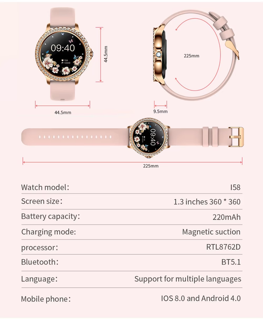 Dellnux I58 luxury Lady Smart Watch — Diamond-studded screen and a fashionable design