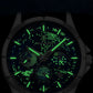 luxury watch with luminous dial in dark