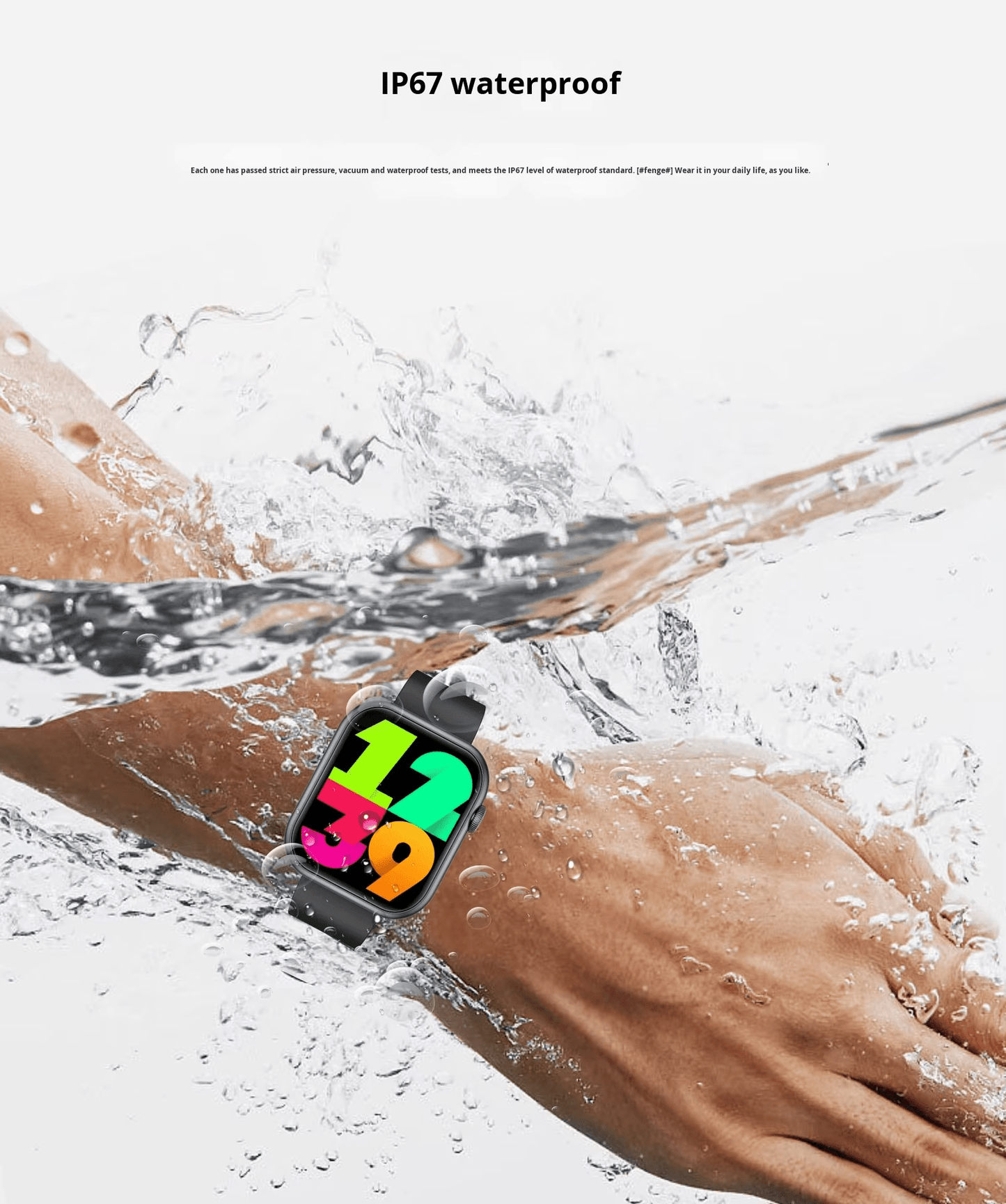 Smartwatch  men watch with water resistance feature being submerged in water