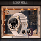 Smartwatch  womens with white strap on display in a store window, featuring the brand 'LOAR REEL'.