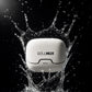 water resistant wireless earbuds with water splashes on a black background available in UK at Dellnux