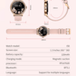 Smartwatch womens with pink band and dimensions displayed available in UK at Dellnux